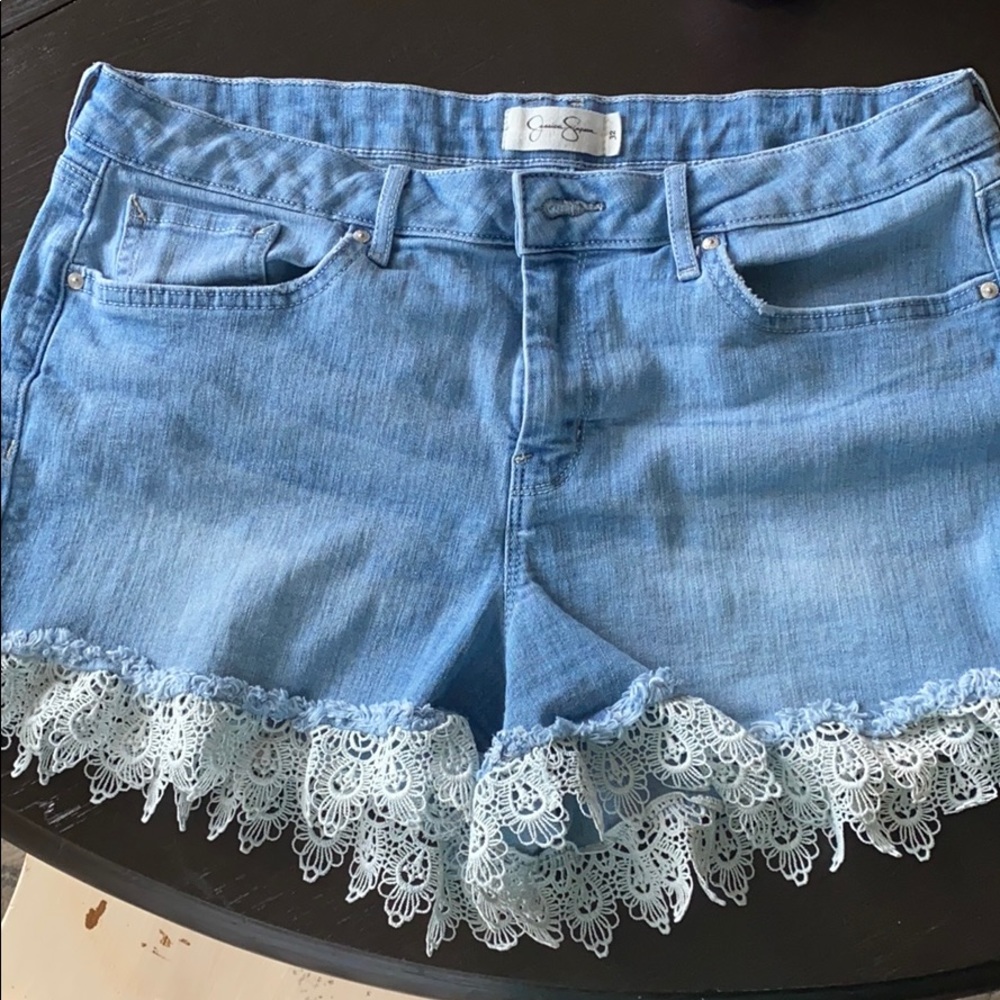 Lace trim Jessica Simpson jean shorts!